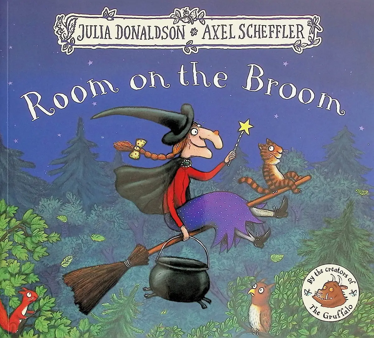A kind witch and her cat invite friends onto their broom—but danger looms! A fun, rhyming tale of friendship and adventure by Julia Donaldson & Axel Scheffler.